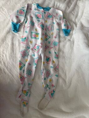 Vintage 1994 Gerber Footed Pajamas with Pink & Teal Print